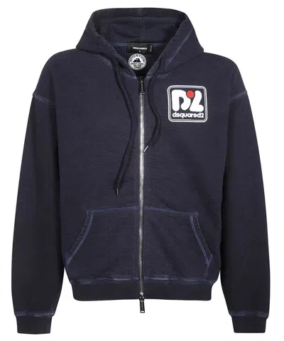 Dsquared2 Full Zip Hoodie In Blue