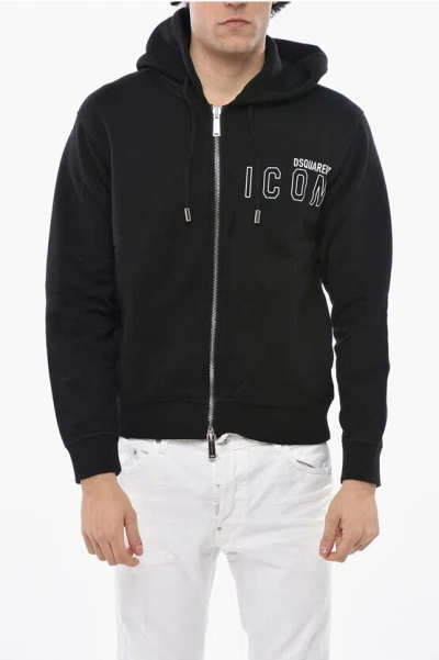 Dsquared2 Full-zip Icon Sweatshirt With Hood In Black