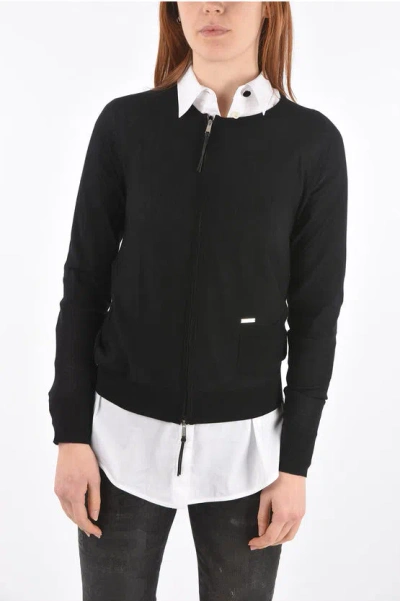 Dsquared2 Full Zip Sweater With Pocket In Black