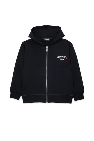 Dsquared2 Full-zip Sweatshirt With Logo In Black