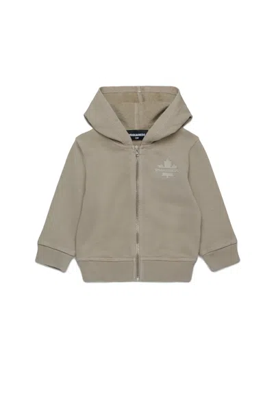Dsquared2 Babies' Full-zip Sweatshirt With Maple Leaf In Grey