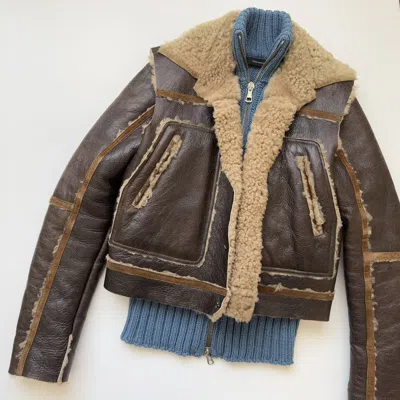 Pre-owned Dsquared2 F/w 2002 Hybrid Knit & Leather Jacket In Brown