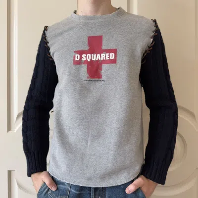 Pre-owned Dsquared2 F/w 2002 Hybrid Wool Sleeve Sweater In Gray