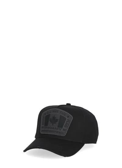 Dsquared2 Gabardine Baseball Cap In Black