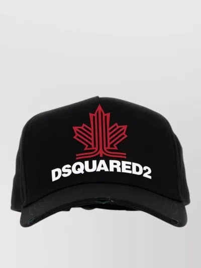 Dsquared2 Gabardine Baseball Cap Curved Brim Lightweight In Black