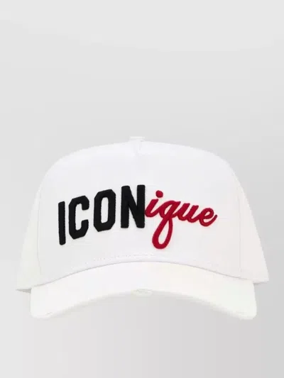 Dsquared2 Gabardine Baseball Cap Featuring Embroidered Logo In White