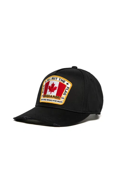 Dsquared2 Gabardine Baseball Cap With Canada Patch In Black