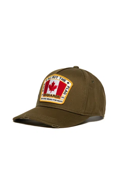 Dsquared2 Gabardine Baseball Cap With Canada Patch In Green