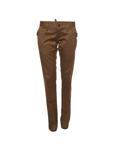 Pre-owned Dsquared2 Gabardine Straight-leg Trousers In Brown