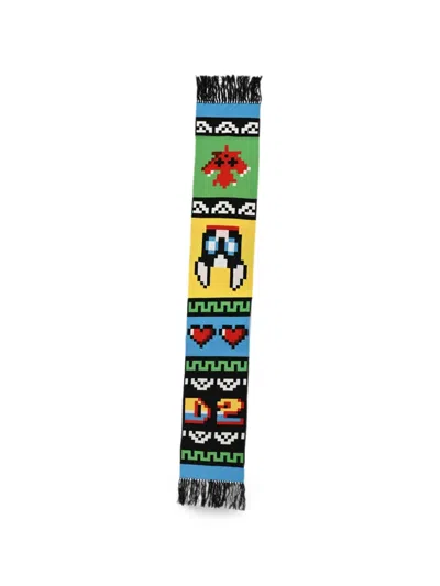 Dsquared2 Gaming Logo-jacquard Fringed Scarf In Multi