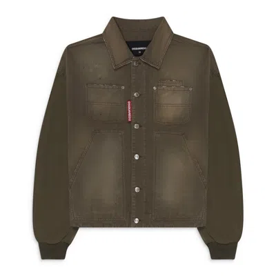 Dsquared2 Garment Dyed Carpenter Jacket Green In Brown