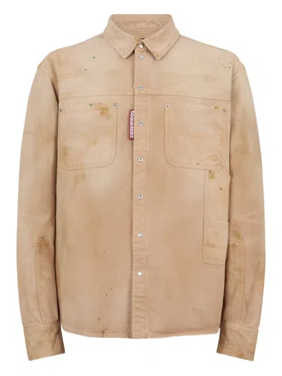 Dsquared2 Garment Dyed Carpenter Shirt In Neutral