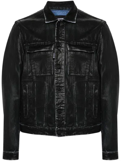 Dsquared2 Garment-dyed Jacket In Black