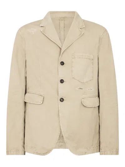 Dsquared2 Garment Dyed Osaka Button Fastening Blazer In Neutral