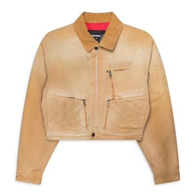 Dsquared2 Garment Dyed Utility Distressed Bomber Beige In Blue