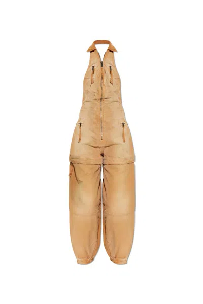 Dsquared2 Garment Dyed Utility Jumpsuit In Brown