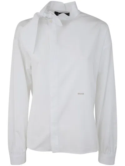 DSQUARED2 GATHERED TIED-NECK LONG-SLEEVED SHIRT