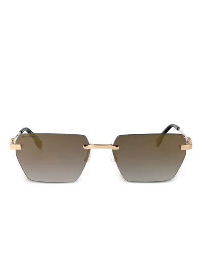 Dsquared2 Geometric-frame Sunglasses In Gold