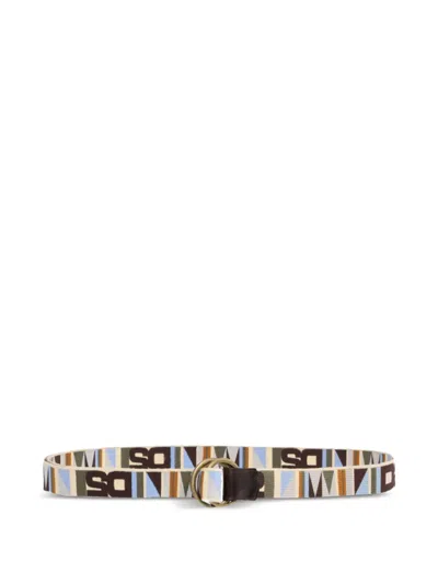 Dsquared2 Geometric-print Belt In Metallic