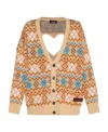 Dsquared2 Multicolor Embroidered Wool Blend Cardigan In Nude