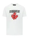 Dsquared2 White Crewneck T-shirt Witrh Screaming Maple In White