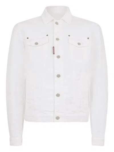 DSQUARED2 Giacca denim bianca con applicazione DSQUARED2