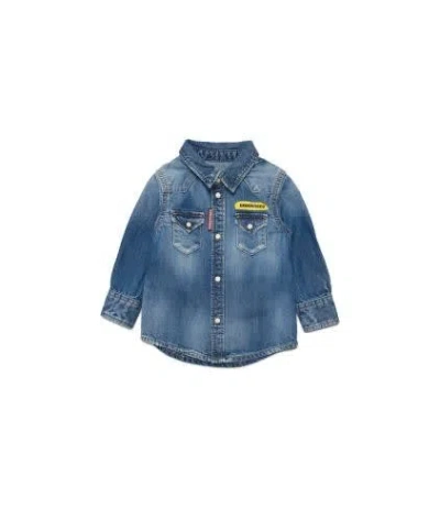 Dsquared2 Babies' Logo印花牛仔夹克 In Blue