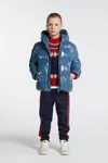 Dsquared2 Short Padded Jacket With Logo Maple Leaf In Blue