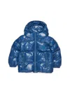 Dsquared2 Short Padded Jacket With Logo Maple Leaf In Blue