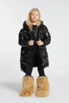 Dsquared2 Long Padded Jacket With Logo Maple Leaf In Black