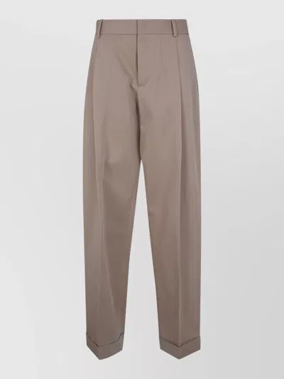 Dsquared2 Giant Jen Pleated Trousers Cuffed Hem In Neutral