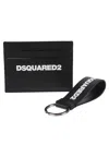 Dsquared2 Smooth Leather Wallet With Keyring Attachment And Bold Logo In Black