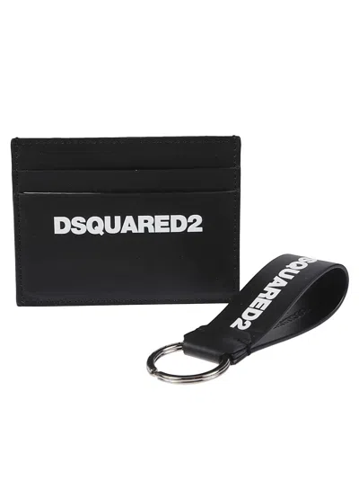 Dsquared2 Gift Box Credit Card Holder+key Ring In Black