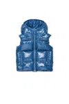 Dsquared2 Glossy Padded Vest With Logo Maple Leaf In Blue