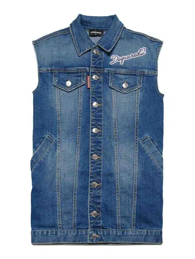 Dsquared2 Kids' Gilet Over Unisex In Blue