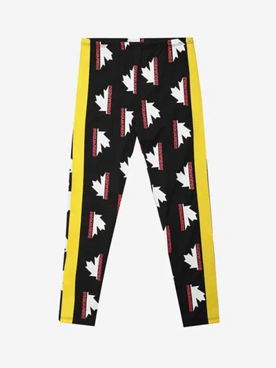 Dsquared2 Kids' Girls Trousers - Printed Side Tape Trousers 10 Yrs Black