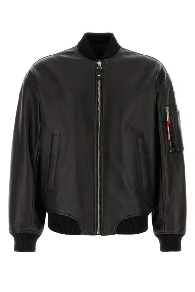 Dsquared2 Cyprus Leather Bomber Jacket In Black