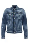 Dsquared2 Distressed Denim Dan Jacket With Crystals