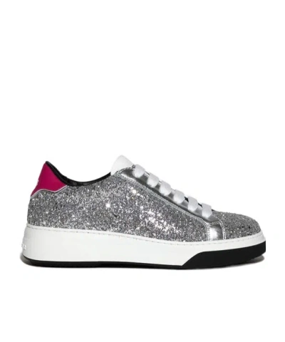 Dsquared2 Glittered Lace-up Sneakers In Gray