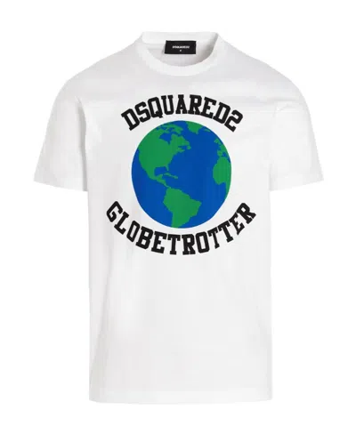 DSQUARED2 DSQUARED2 GLOBETROTTER PRINTED CREWNECK T-SHIRT
