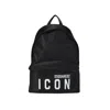 Dsquared2 Glossy Black Nylon Backpack With Logo Print In Black