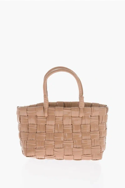 Dsquared2 Glossy Handbag With Braided Design In Brown