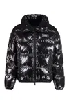 Dsquared2 Black Down Jacket With Logo Patch On The Front In Tech Fabric Man