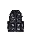 Dsquared2 Glossy Padded Vest With Logo Maple Leaf In Black