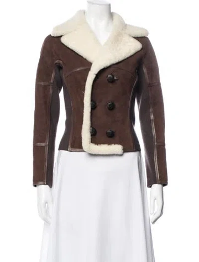 Pre-owned Dsquared2 Goat Fur Biker Jacket In Brown