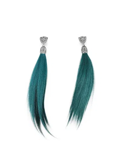 Dsquared2 Goat Skin Tassel Earrings In Silver