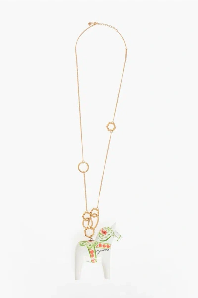 Dsquared2 Gold-effect Maxi Chain Necklace With Horse Pendant