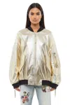 Dsquared2 Oversized Metallic Bomber Jacket In Gold