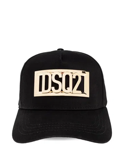 Dsquared2 Gold-tone Logo Plaque Baseball Cap In Black
