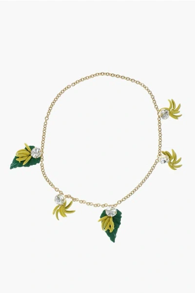 Dsquared2 Gold-tone Metal Necklace Embellished With Crystals And Banan